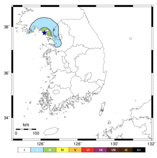 인천 강화 서쪽 인근 바다 지진 발생