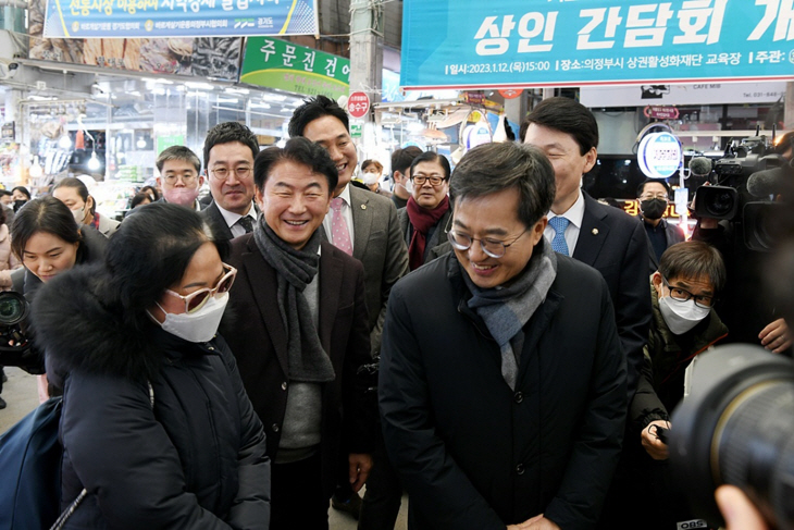 김동근 의정부시장-김동연 경기도지사 10일 제일시장 방문