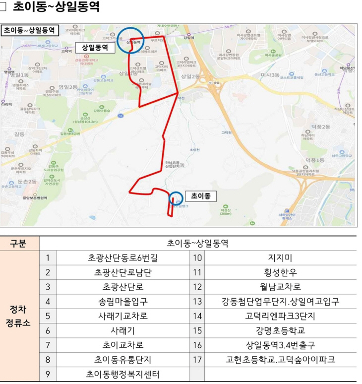 하남시 비상수송 대체노선