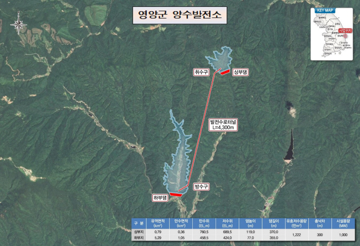 영양군 양수발전소 위치도