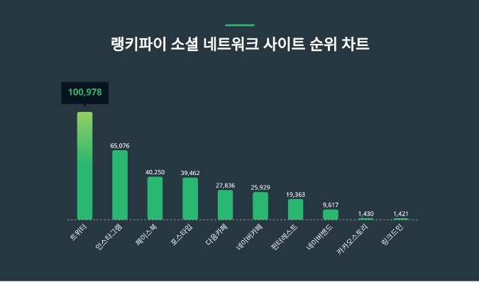 랭키파이 소셜 네트워크 사이트 분석 차트