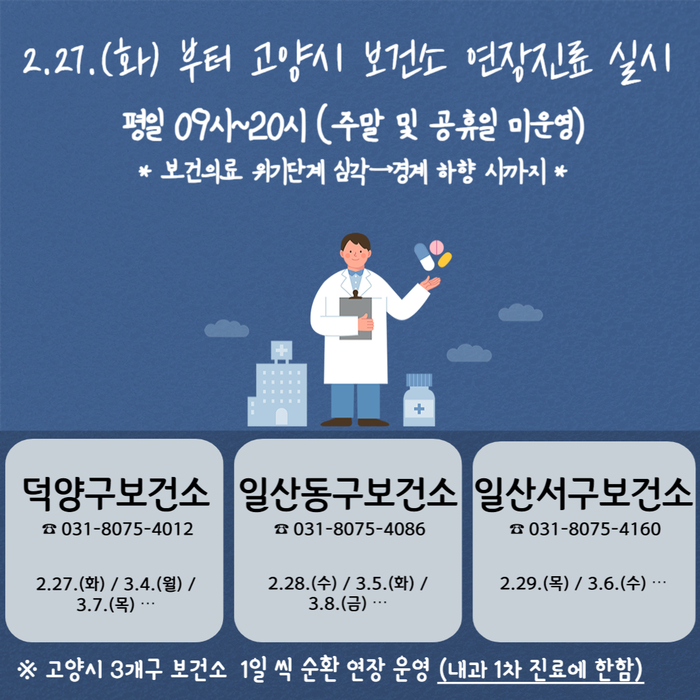 고양시보건소 연장진료 안내문