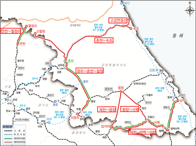 국가철도망 노선별 현황도
