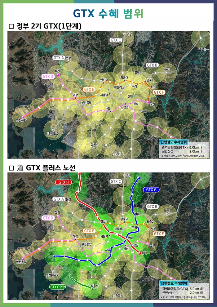 경기도 수도권광역급행철도(GTX) 플러스 수혜범위