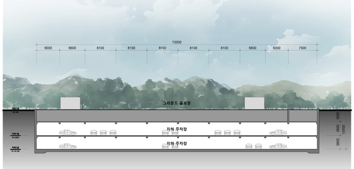 과천시 문원체육공원 지하 주차빌딩 단면도