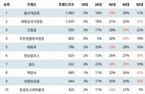 랭키파이 트렌드 지수 분석 데이터