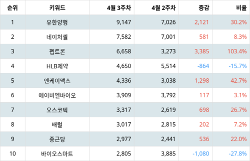 랭키파이 트렌드 지수 분석 데이터