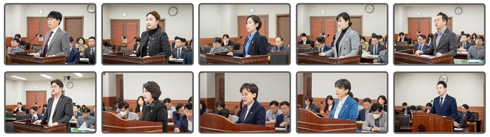 상단 왼쪽부터 원주영, 전혜연, 정현미, 이수련, 한근수 남양주시의회 의원. 하단 왼쪽부터 김지훈, 박윤옥, 한송연, 손정자, 이진환 남양주시의회 의원