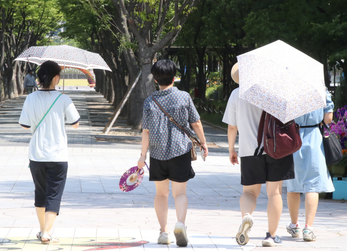 무더위 날씨의 대전 서구 둔산동 보라매공원