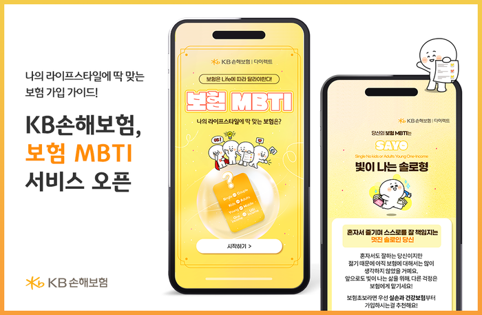 KB손해보험은 고객 특성정보에 기반한 맞춤형 보장 분석 서비스 '보험 MBTI'를 출시했다