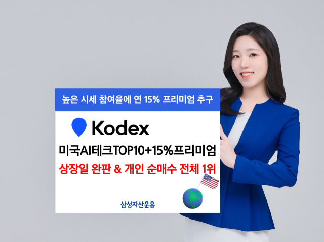 삼성자산운용은 미국 투자 타깃프리미엄 월배당 상장지수펀드(ETF)인 'KODEX 미국AI테크TOP10+15% 상장지수펀드(ETF)'가 상장 첫날 완판을 기록했다.