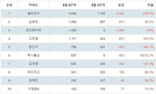 랭키파이 트렌드 지수 분석 데이터