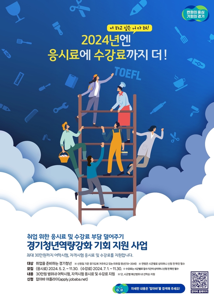 양주시 '경기청년 역량강화 기회지원사업' 수강료 지원 공모 포스터