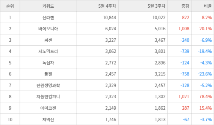 랭키파이 트렌드 지수 분석 데이터