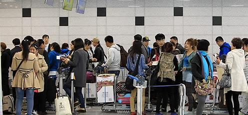 양양국제공항을 통해 입국하는 중국 관광객