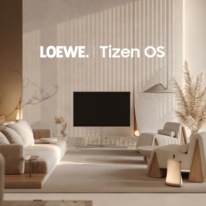 삼성전자 자체 개발 운영 체제(OS) '타이젠'이 탑재된 독일 명품 TV 브랜드 뢰베(LOEWE) 프리미엄 TV 라인업 '스텔라(Stellar)'. 사진=삼성전자 제공