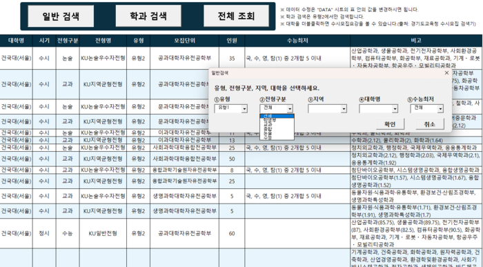 경북교육청, 2025학년도 대입 대비 무전공 모집 단위 검색 프로그램 개발