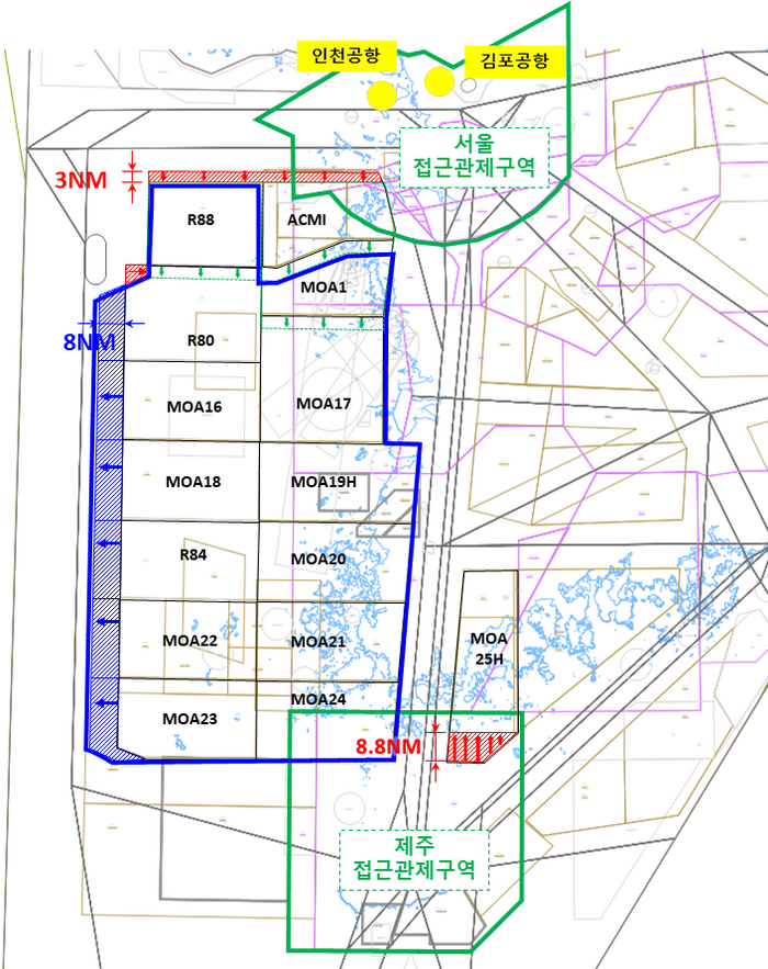 국토부와 공군이 합의한 공역 조정 도면.