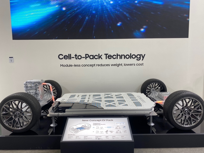 EVS37 삼성SDI 셀투팩 배터리 전시. 사진=이찬우 기자