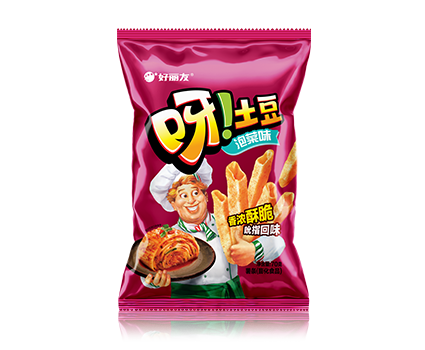 오리온 중국법인에서 판매하는 오!감자 김치맛. 사진=오리온 중국법인 공식 홈페이지 갈무리