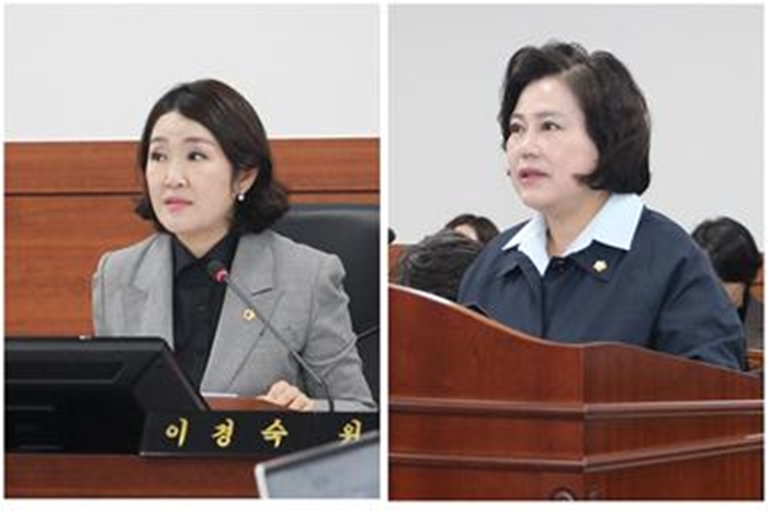 이경숙(왼쪽), 박윤옥 남양주시의원 조례안 제안 설명