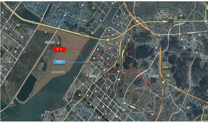 국책사업 한전 송전선로 건설- 서울대 시흥캠퍼스 부지 우회 노선(안)
