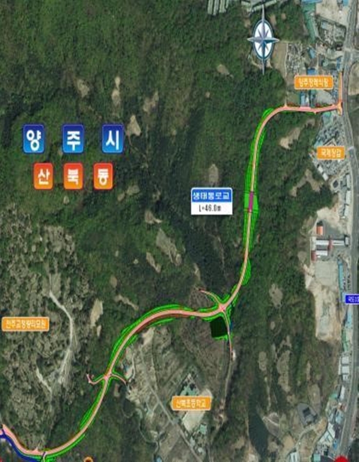 양주시 시도30호선(방성~산북) 도로확포장공사 2구간 위치도(개통구간)