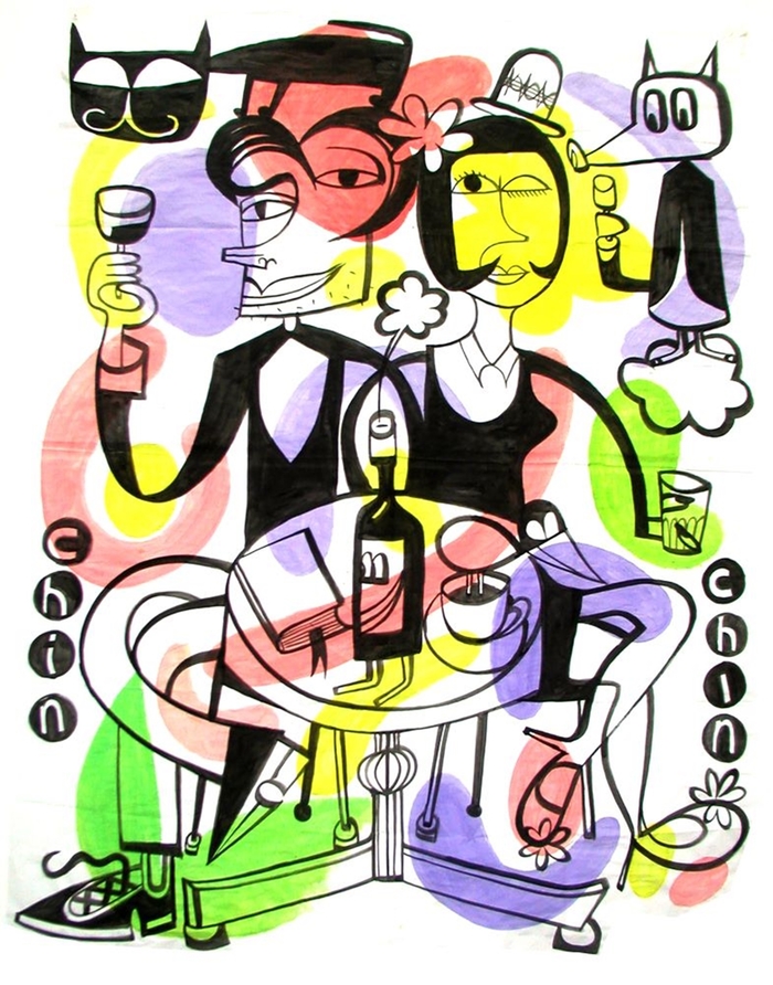 Big chin chin, 2012, acrylic on paper, 237 x 180 cm