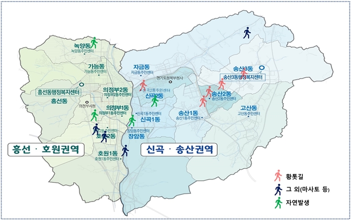 의정부시 맨발산책길 위치도