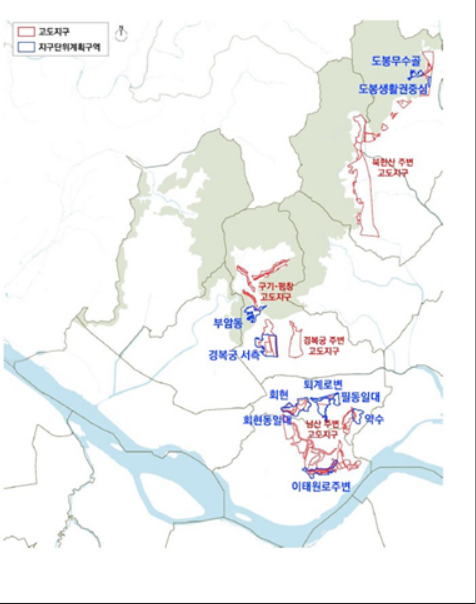 서울시가 남산, 북한산, 경복궁 주변과 구기·평창동 등 10곳의 중첩 지구단위계획구역 높이계획를 재정비 한다.