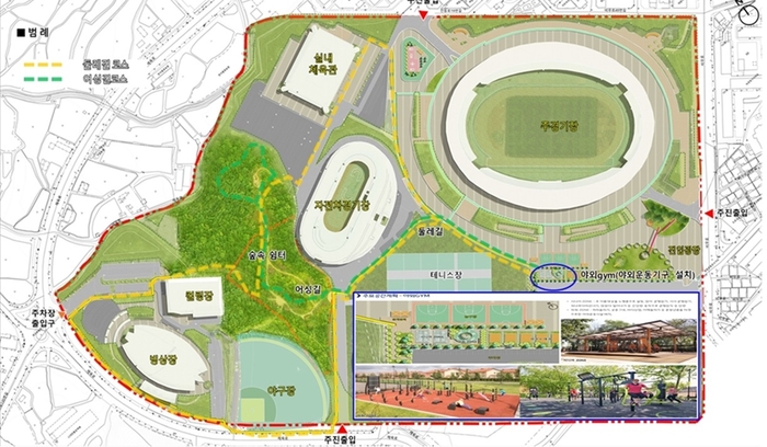 의정부시 종합운동장 주경기장 보행동선 개선 계획도