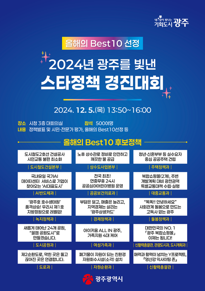 광주시, '2024 스타정책 경진대회' 개최