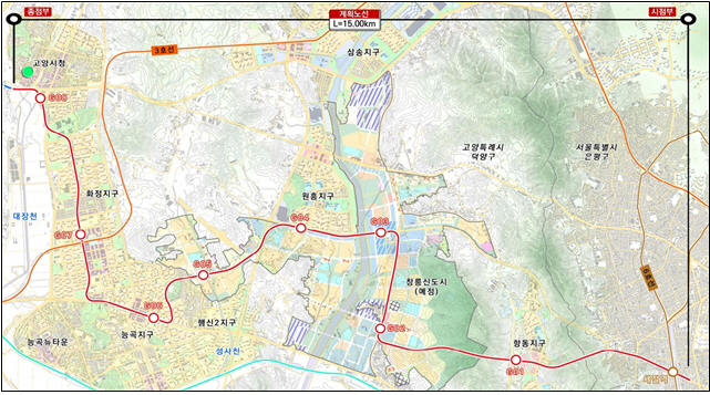 고양은평선 기본계획 노선도