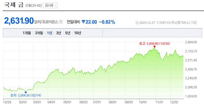 美월가 “내년 금값 3000달러 전망