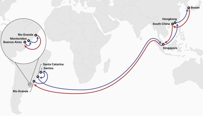 HMM FL2(Far East Asia - East Latin America Service 2) 서비스