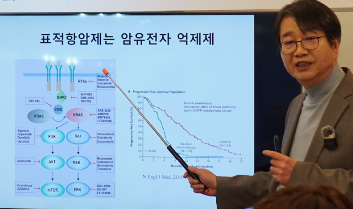 비타민 B3 연구의 권위자로 꼽히는 배석철 교수의 발표 장면. 사진=박효순 기자