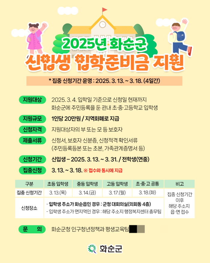 초·중·고 신입생 입학준비금 지급