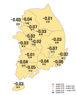 올해 첫주, 전국 아파트값 6주 연속 하락세…전셋값 상승폭 유지