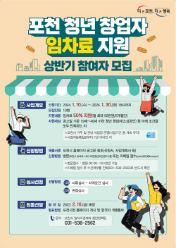 포천시, 청년창업자 임차료 월 50만원 지원