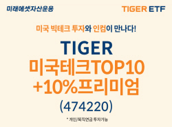 미래에셋운용, ‘TIGER 미국테크TOP10+10%프리미엄 ETF’ 상장