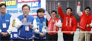 이재명 “尹심판, 민생재건” vs 한동훈 “李·曺 심판이 민생”