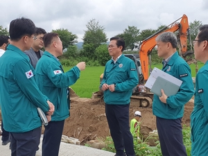 김석필 천안시 부시장, 호우 피해 현장 점검…즉각적인 안전조치 당부