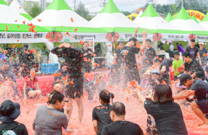 [포토뉴스]둔내토마토축제, 토마토풀장에 ‘풍덩’