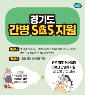 경기도, 연간 120만원 간병비 지원 사업 ‘경기도 간병 SOS 지원’  내년부터 추진