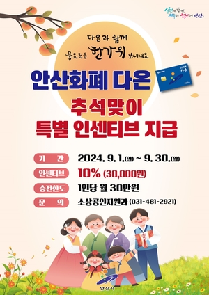 안산화폐 다온, 추석맞이 인센티브 10%로 확대