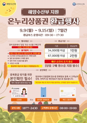 시흥 오이도전통수산시장, 국산 수산물 구매 30%환급