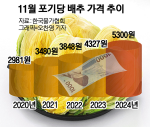 11월 배추 한포기 5300원…‘김장철 역대 최고’