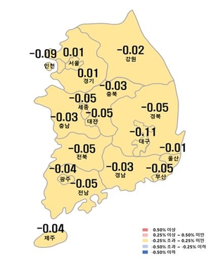 전국 아파트값 5주 연속 ↓,서울 상승세는 주춤…관망세 짙어져