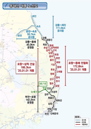 동해선 새해 첫날 개통....부산~강릉 구간 ITX-마음 운행