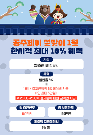 공주시, 공주페이 설맞이 최대 10% 혜택 제공